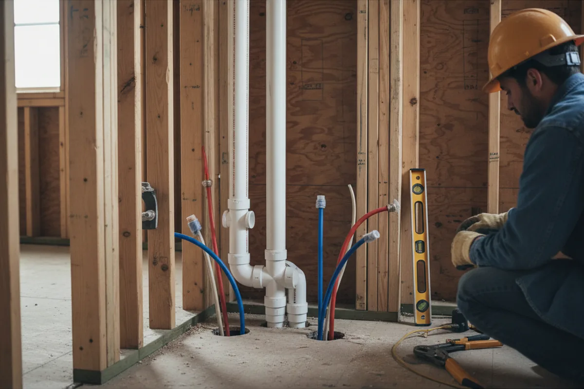 Drain and supply rough-in during Garbage Disposal Repair in Simpsonville