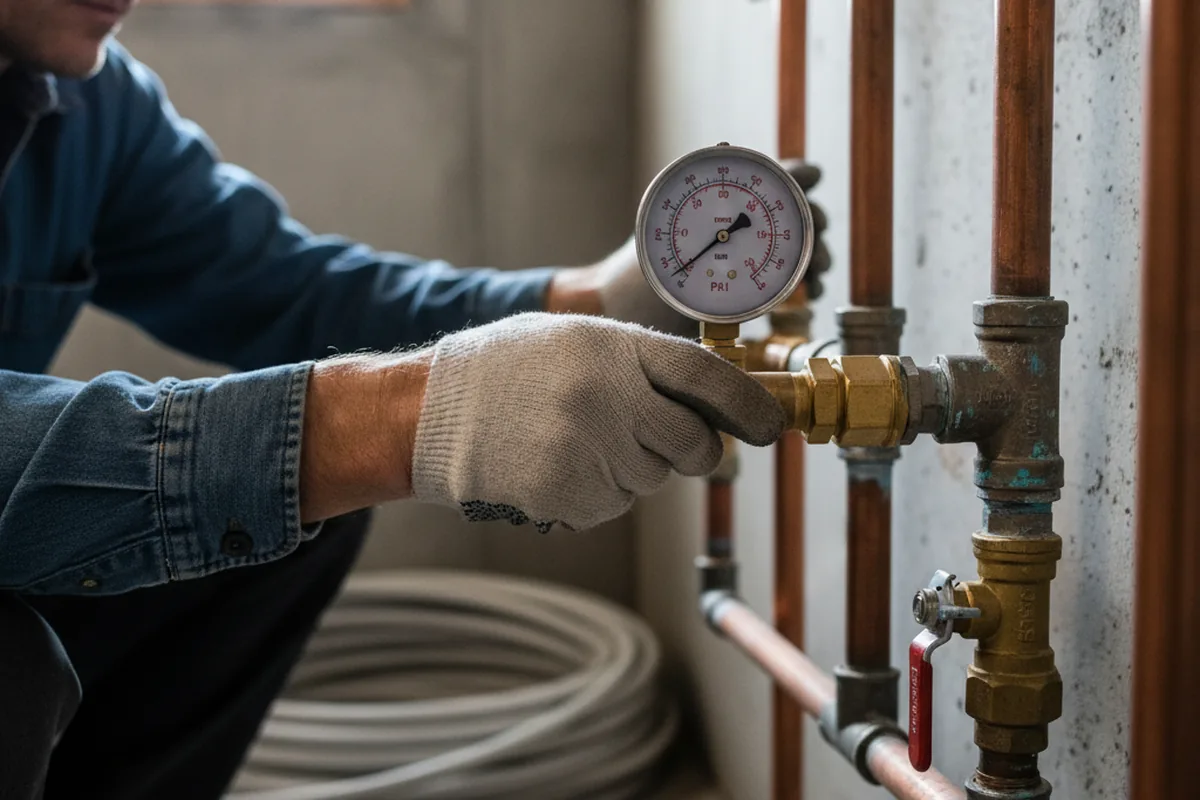 Pressure testing a repaired line during Water Line Repair in Simpsonville